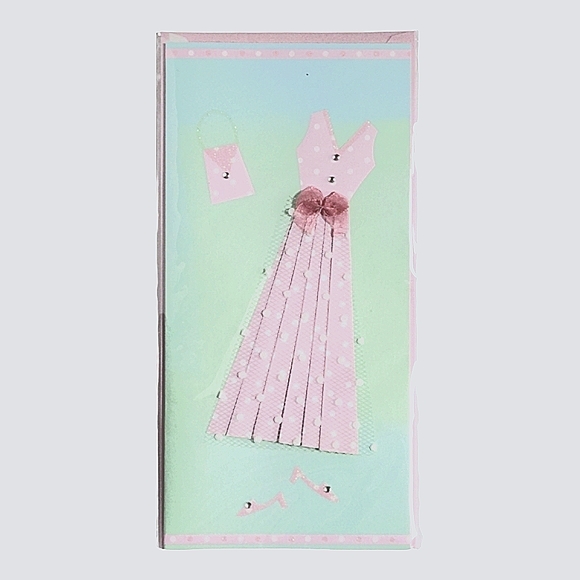Paper Magic Group Green and Pink Card With Pink Dress, Purse, Shoes & Envelope - Picture 1 of 2